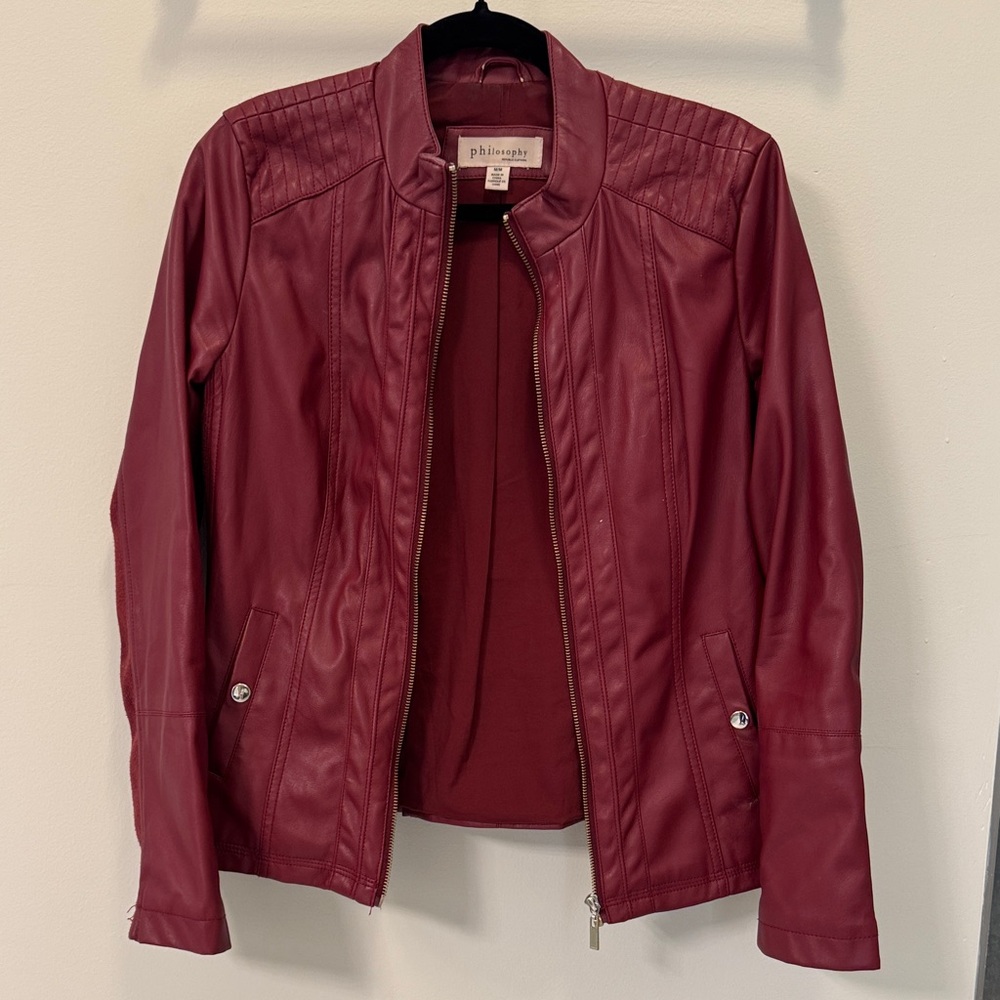 Philosophy Women's Burgundy Leather Jacket